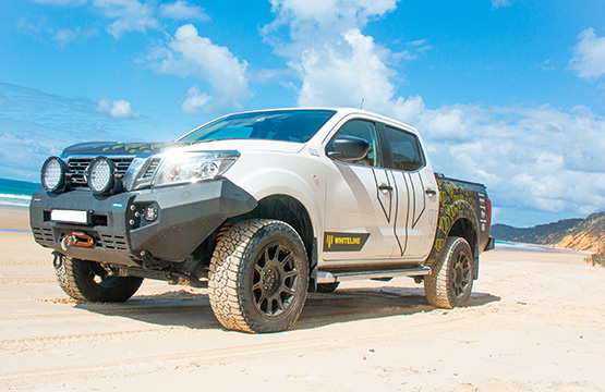 Wildpeak Falken Tyres on a ute on the beach