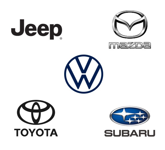 jeep mazda VW toyota subaru logos