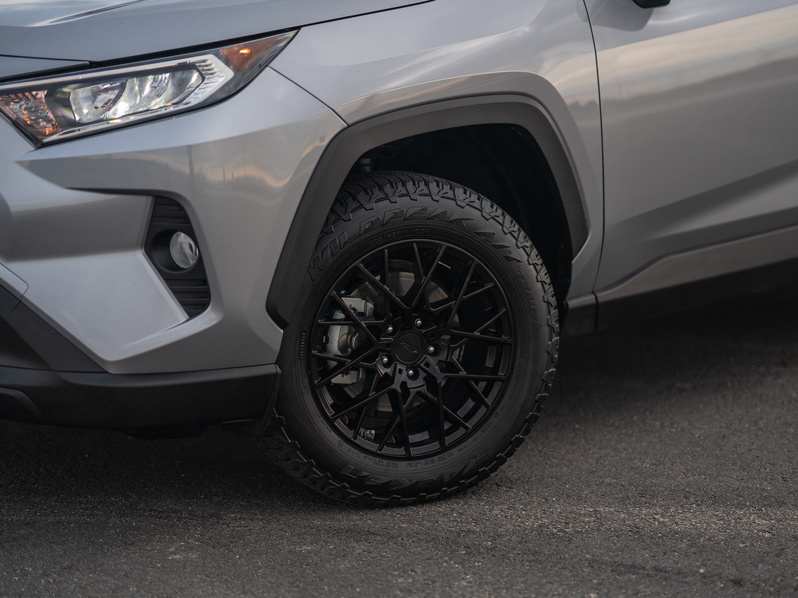 wildpeak all terrain tyres on a new Toyota RAV4 on bitumen